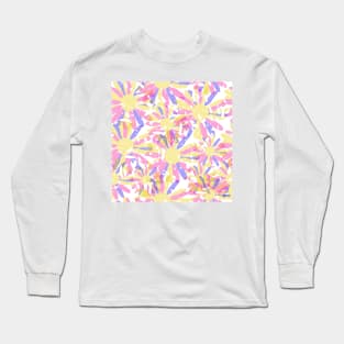 Colored Faded Flower Vector Seamless Long Sleeve T-Shirt